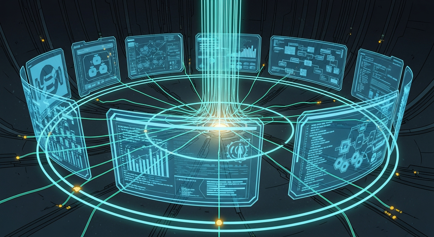 Frame 4: Holographic task breakdown floating in space